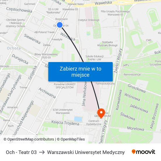 Och-Teatr to Warszawski Uniwersytet Medyczny map