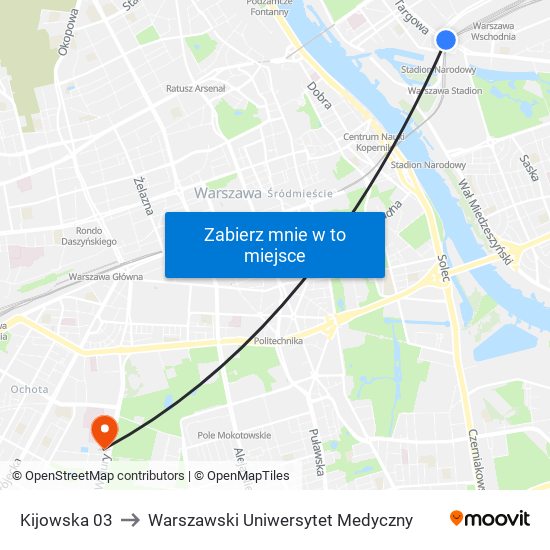 Kijowska 03 to Warszawski Uniwersytet Medyczny map