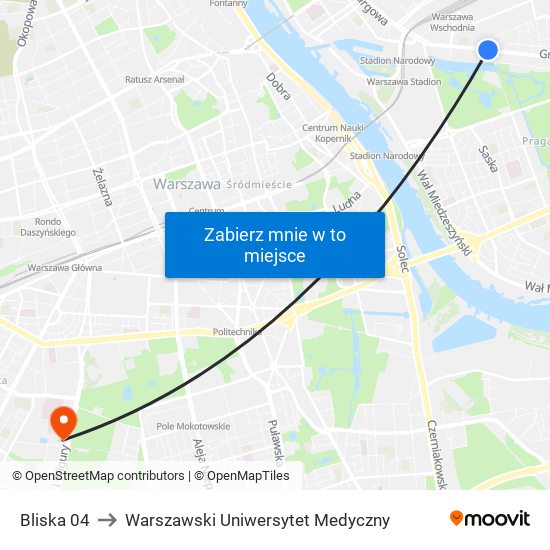 Bliska 04 to Warszawski Uniwersytet Medyczny map