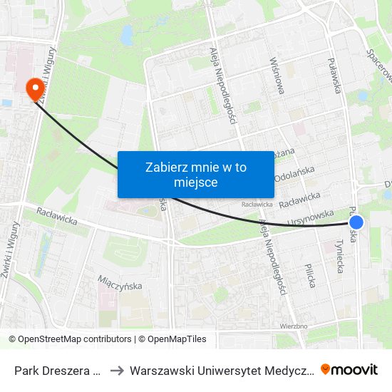 Park Dreszera 06 to Warszawski Uniwersytet Medyczny map