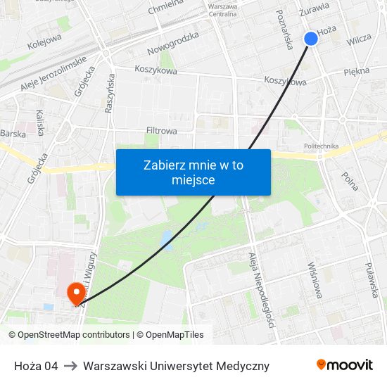 Hoża 04 to Warszawski Uniwersytet Medyczny map