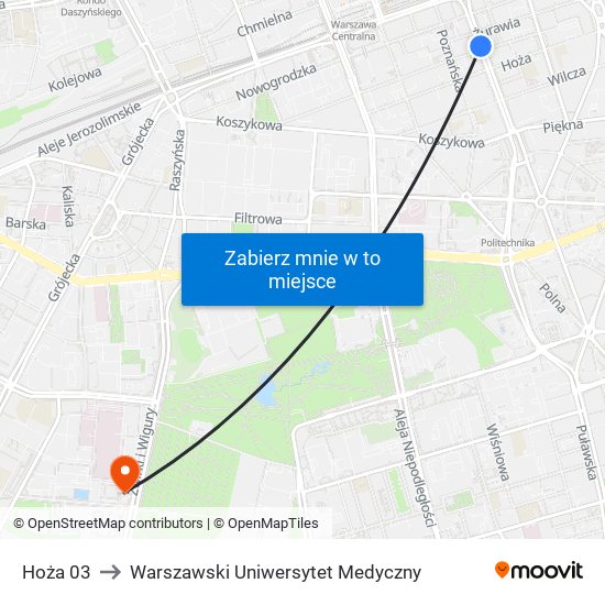 Hoża 03 to Warszawski Uniwersytet Medyczny map