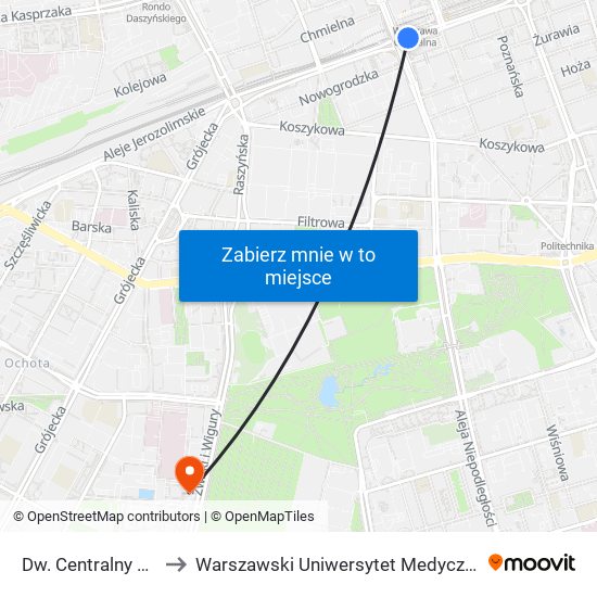 Dw. Centralny 08 to Warszawski Uniwersytet Medyczny map