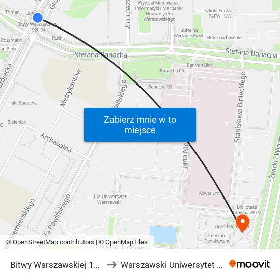 Bitwy Warszawskiej 1920 R. 04 to Warszawski Uniwersytet Medyczny map