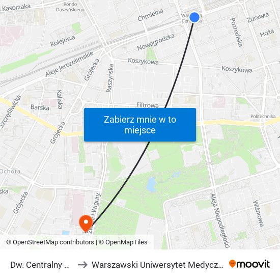 Dw. Centralny 07 to Warszawski Uniwersytet Medyczny map