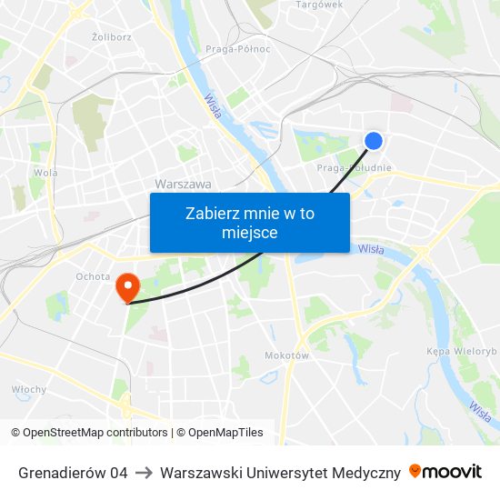 Grenadierów to Warszawski Uniwersytet Medyczny map