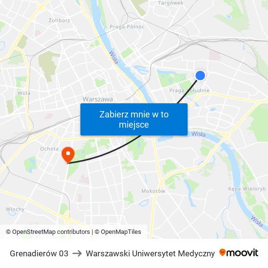 Grenadierów 03 to Warszawski Uniwersytet Medyczny map