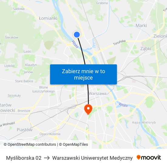 Myśliborska 02 to Warszawski Uniwersytet Medyczny map