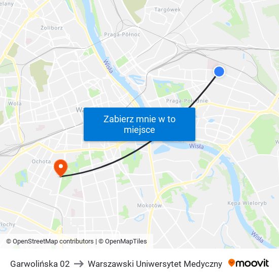 Garwolińska 02 to Warszawski Uniwersytet Medyczny map