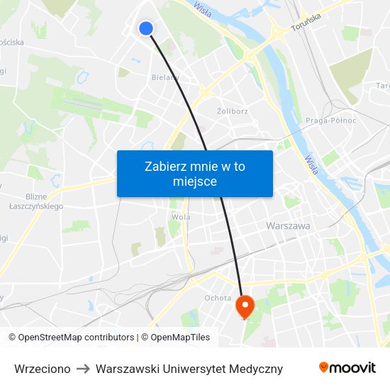 Wrzeciono to Warszawski Uniwersytet Medyczny map