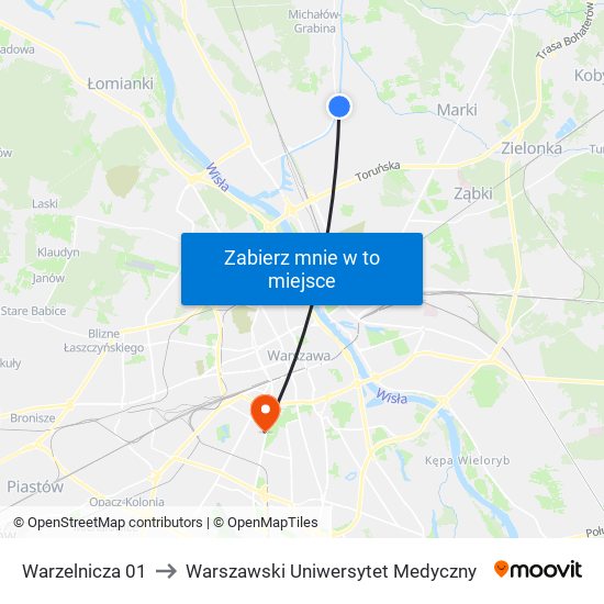 Warzelnicza to Warszawski Uniwersytet Medyczny map