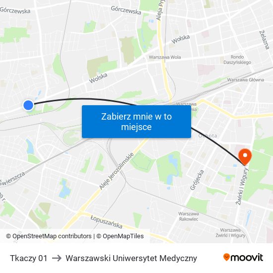 Tkaczy to Warszawski Uniwersytet Medyczny map