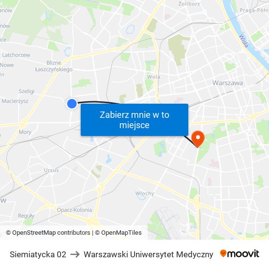 Siemiatycka 02 to Warszawski Uniwersytet Medyczny map
