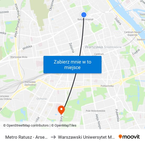 Metro Ratusz Arsenał to Warszawski Uniwersytet Medyczny map