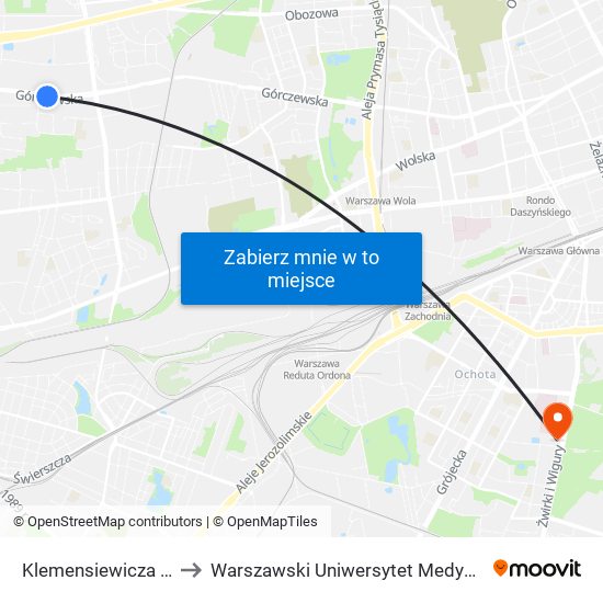 Klemensiewicza to Warszawski Uniwersytet Medyczny map