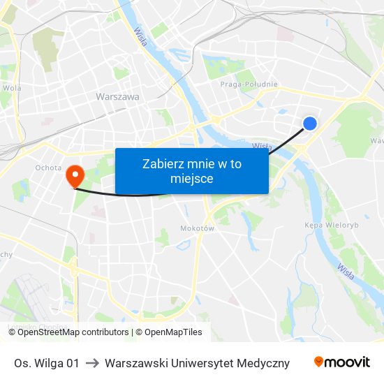 Os. Wilga 01 to Warszawski Uniwersytet Medyczny map