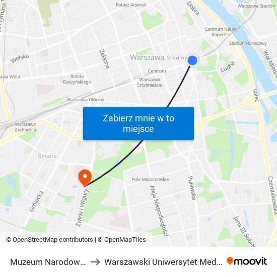 Muzeum Narodowe 02 to Warszawski Uniwersytet Medyczny map