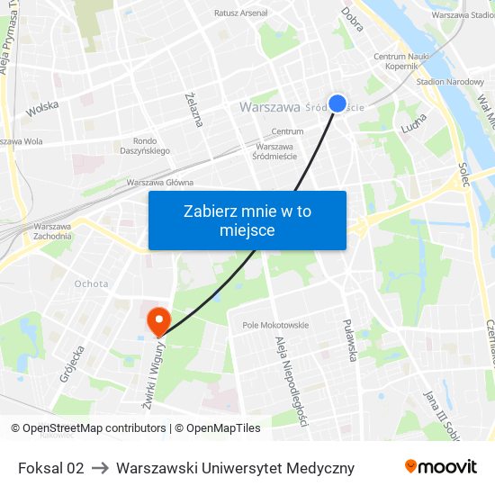 Foksal 02 to Warszawski Uniwersytet Medyczny map