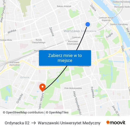 Ordynacka 02 to Warszawski Uniwersytet Medyczny map