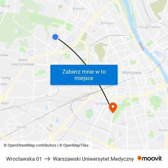 Wrocławska 01 to Warszawski Uniwersytet Medyczny map