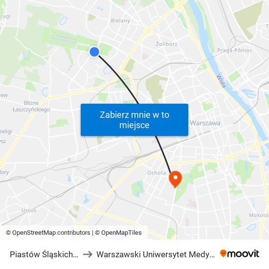 Piastów Śląskich 01 to Warszawski Uniwersytet Medyczny map