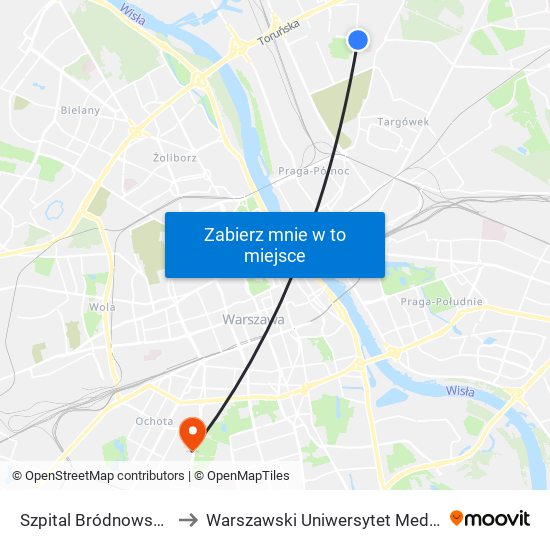 Szpital Bródnowski 02 to Warszawski Uniwersytet Medyczny map