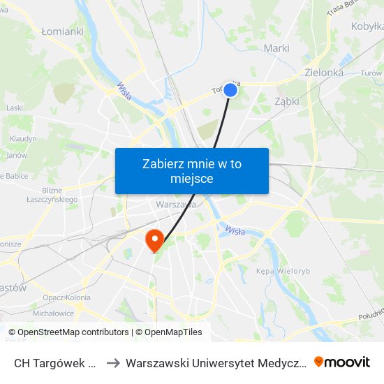 CH Targówek to Warszawski Uniwersytet Medyczny map