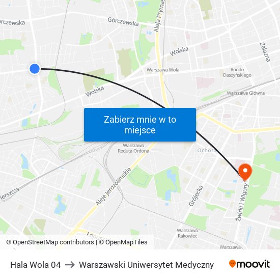 Hala Wola 04 to Warszawski Uniwersytet Medyczny map