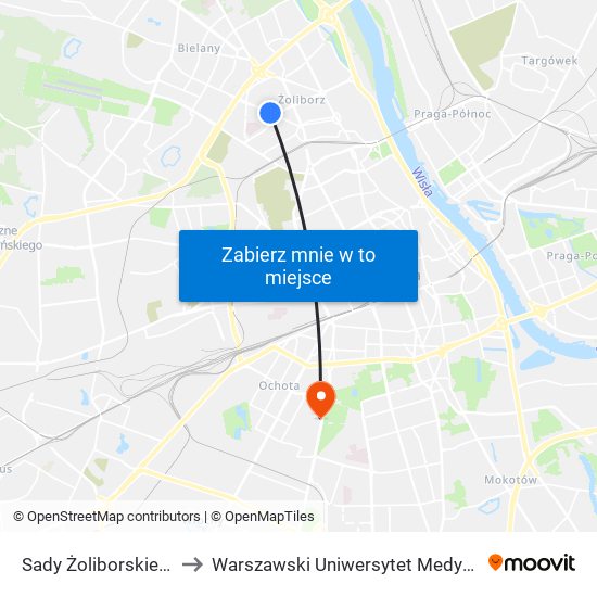 Sady Żoliborskie to Warszawski Uniwersytet Medyczny map