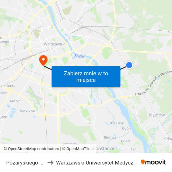 Pożaryskiego to Warszawski Uniwersytet Medyczny map