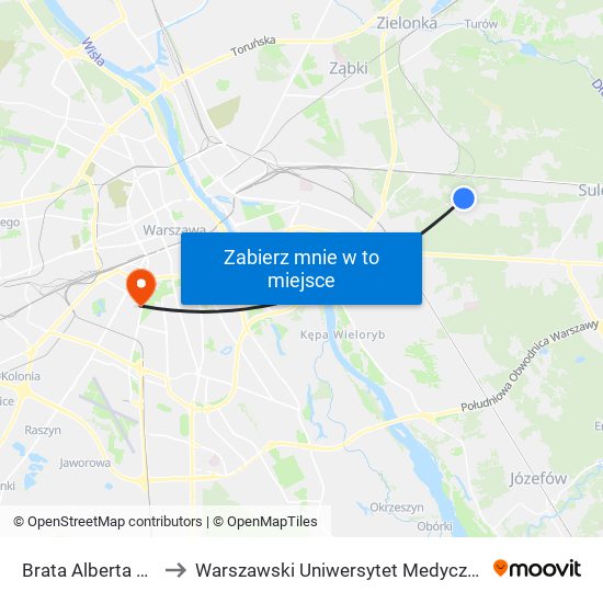 Brata Alberta to Warszawski Uniwersytet Medyczny map