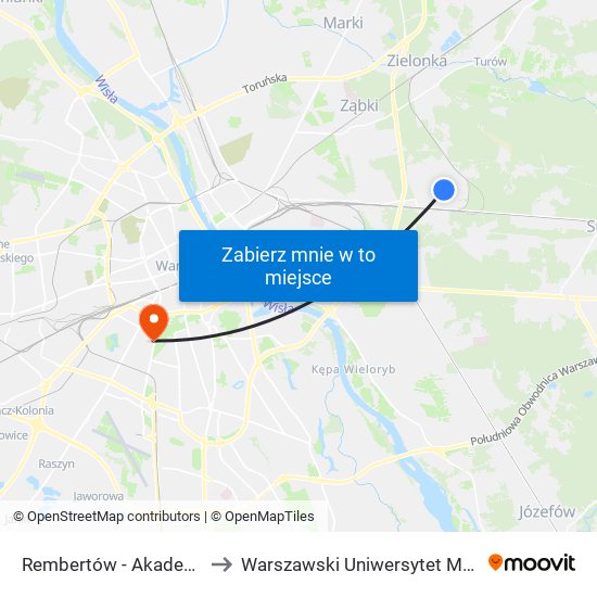 Rembertów-Akademia to Warszawski Uniwersytet Medyczny map