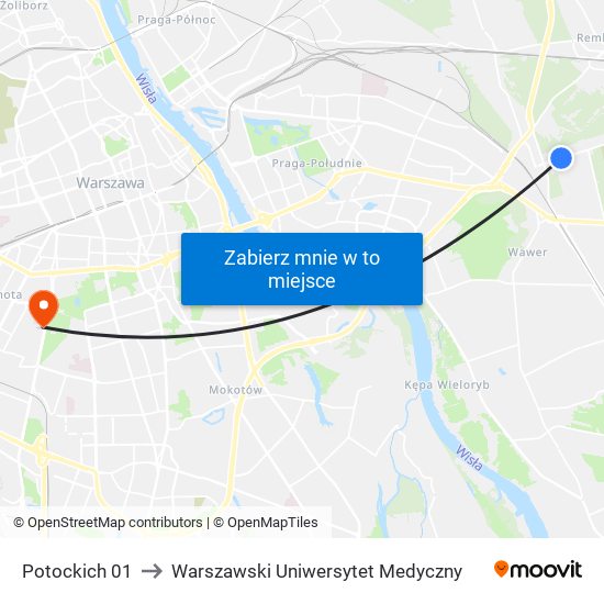 Potockich to Warszawski Uniwersytet Medyczny map