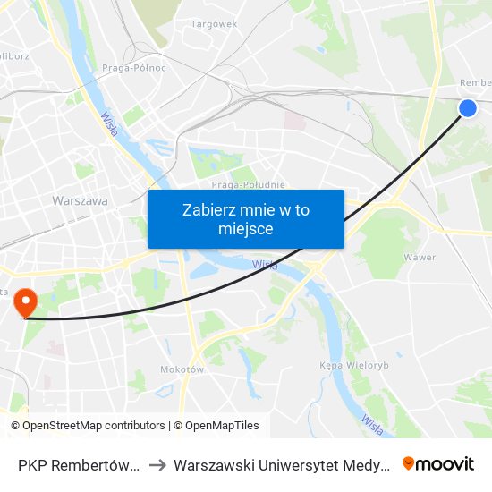 PKP Rembertów to Warszawski Uniwersytet Medyczny map