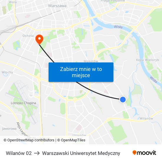 Wilanów 02 to Warszawski Uniwersytet Medyczny map