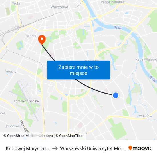 Królowej Marysieńki 02 to Warszawski Uniwersytet Medyczny map