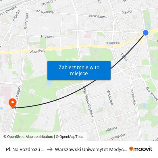 Pl. Na Rozdrożu to Warszawski Uniwersytet Medyczny map