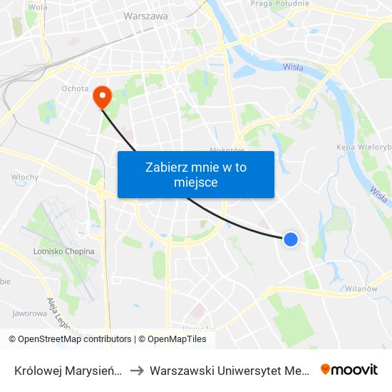 Królowej Marysieńki 01 to Warszawski Uniwersytet Medyczny map