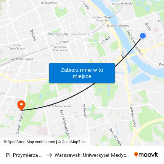 Pl. Przymierza to Warszawski Uniwersytet Medyczny map