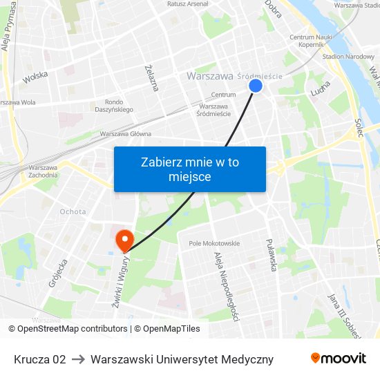 Krucza 02 to Warszawski Uniwersytet Medyczny map