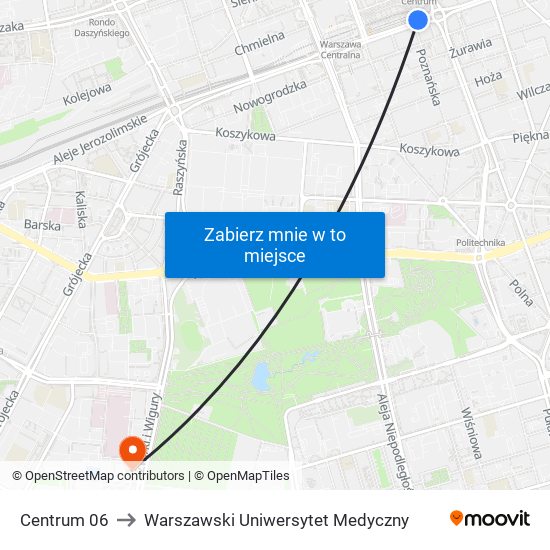 Centrum to Warszawski Uniwersytet Medyczny map