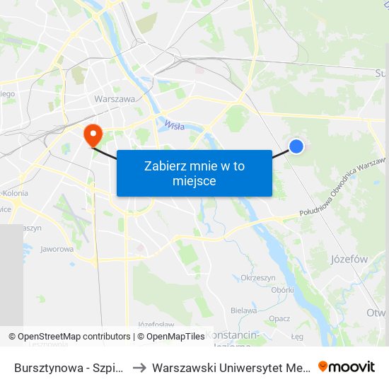 Bursztynowa-Szpital to Warszawski Uniwersytet Medyczny map