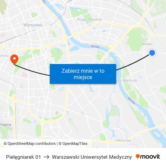 Pielęgniarek 01 to Warszawski Uniwersytet Medyczny map