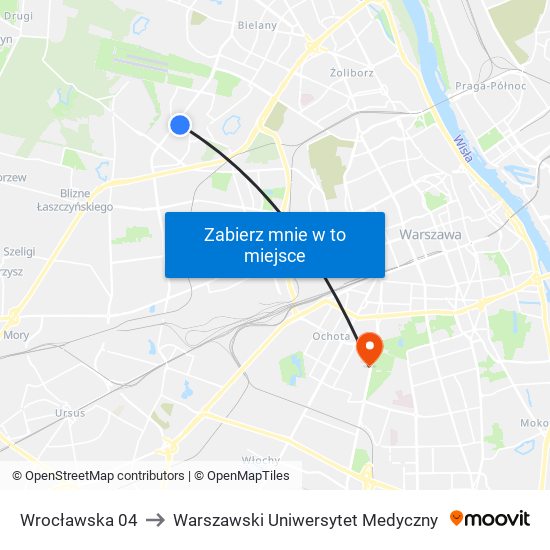 Wrocławska 04 to Warszawski Uniwersytet Medyczny map