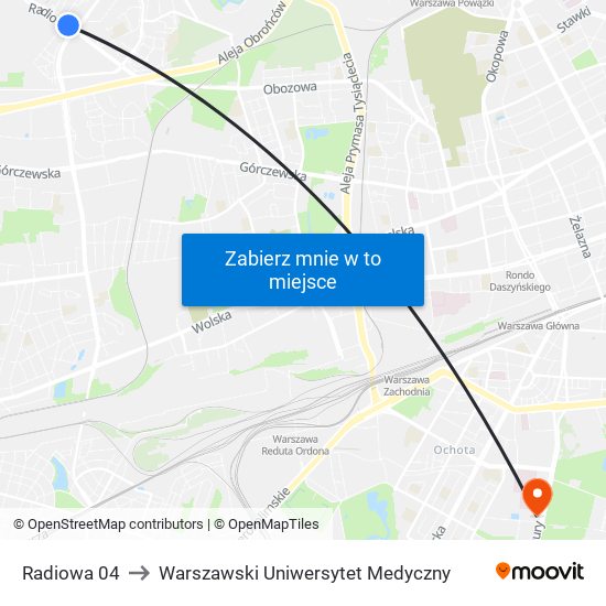 Radiowa 04 to Warszawski Uniwersytet Medyczny map