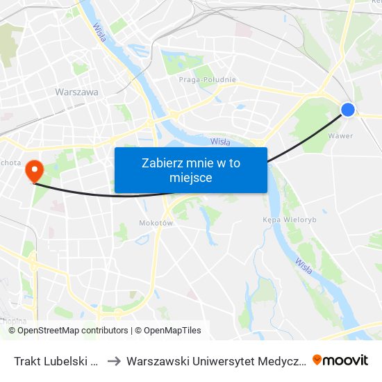 Trakt Lubelski 02 to Warszawski Uniwersytet Medyczny map