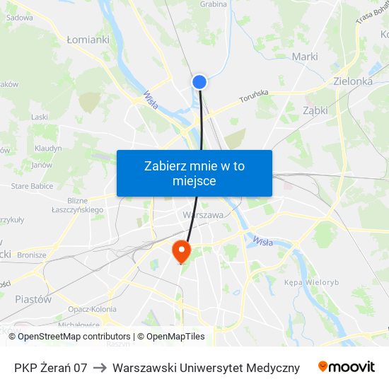 PKP Żerań 07 to Warszawski Uniwersytet Medyczny map