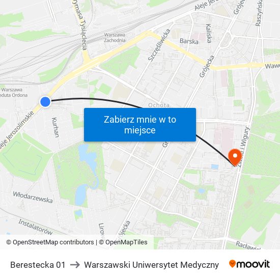 Berestecka 01 to Warszawski Uniwersytet Medyczny map