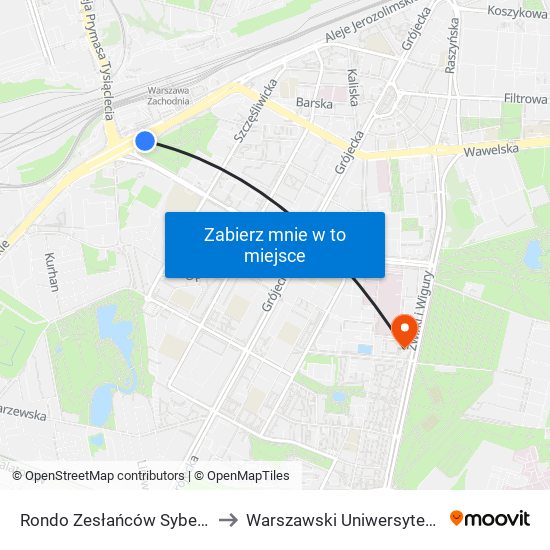 Rondo Zesłańców Syberyjskich 05 to Warszawski Uniwersytet Medyczny map