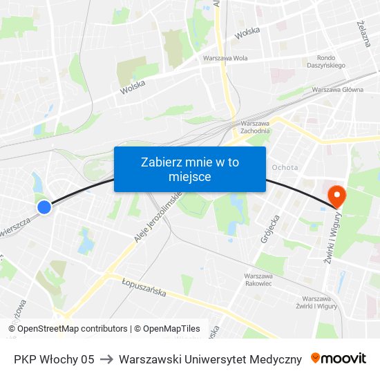 PKP Włochy 05 to Warszawski Uniwersytet Medyczny map